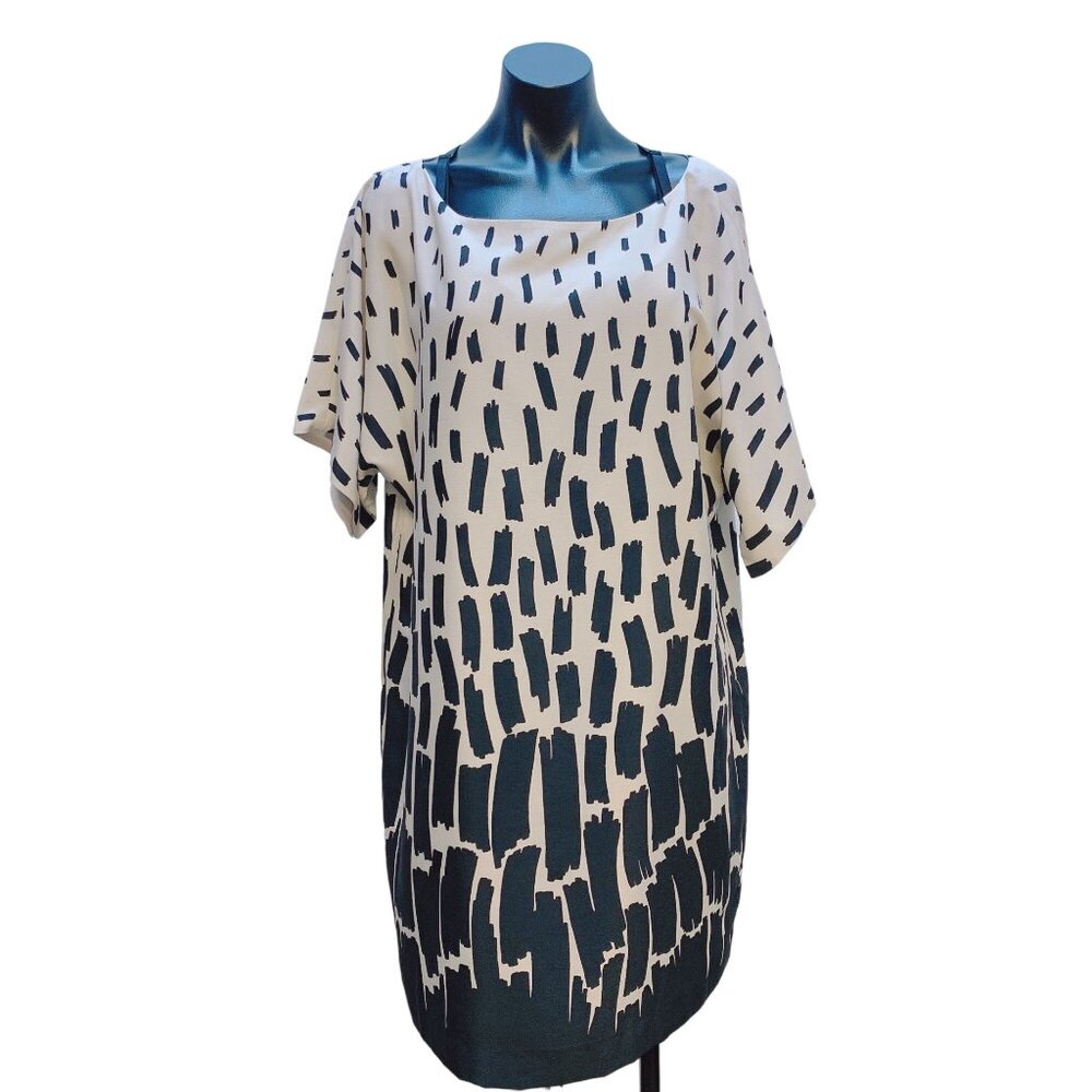 Tahari Arthur S. Levine Black & Cream Print Dress Size 16 - Picture 1 of 5